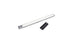 The Ledge Lounger Umbrella Light, a slim rectangular LED with a silver border and round button, comes with a detachable black mounting clip—ideal for illuminating your patio.