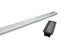 The Umbrella Light by Ledge Lounger includes a sleek silver bar with textured detail, paired with a rechargeable black rectangular attachment featuring a grid pattern. It fits seamlessly onto the bar to enhance your patio, all set against a plain white background.