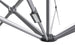 A close-up of the Umbrella Light by Ledge Lounger features a silver metal frame with a triangular design, central hub, and rectangular bracket adorned with a white textured strip—an ideal accent to elegantly enhance your patio space.