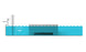 The diagram highlights the drift and recommended water zones with a horizontal bar showing levels similar to the Signature Sectional Endcaps seamless design by Ledge Lounger. A ruler on the left marks depth increments, featuring a 10-inch (25 cm) recommended zone.